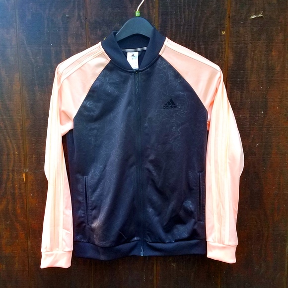 Adidas~Floral Track Jacket~Pink & Black~Size M - Picture 3 of 6